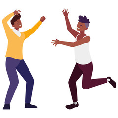 afro young men celebrating characters