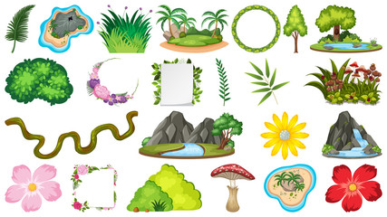 Naklejka premium Set of ornamental plants