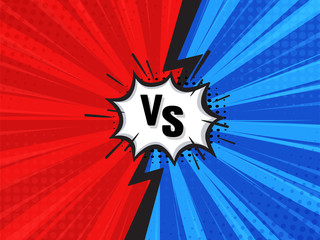 Comic Fighting Cartoon Background.Red Vs Blue. Vector Illustration.