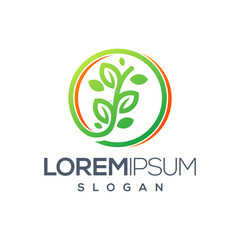 circle leaf logo design