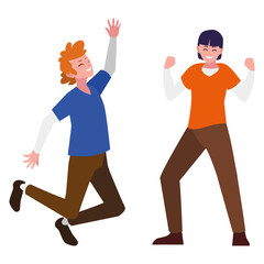happy young men celebrating characters