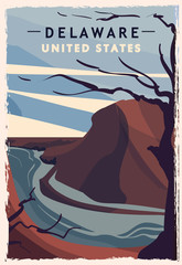 Delaware retro poster. USA Delaware travel vector illustration.