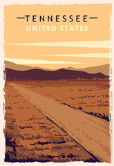 Tennessee retro poster. USA Tennessee travel illustration.