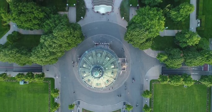 Aerial View Cityscape of Mannheim, Germany with Water Tower Park and Street