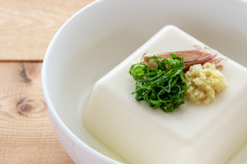 冷奴の茗荷と生姜と青じその薬味