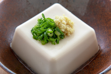 冷奴のネギと生姜の薬味のせ