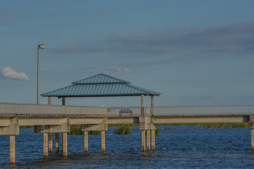 Fishing pier on Lake Okeechobee in Okeechobee County Florida USA