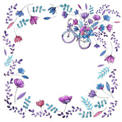 Watercolor floral frame