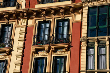 Fototapeta premium Old building facade and balconies. Bilbao, Spain