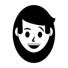 Obraz na płótnie Canvas Woman face cartoon character isolated in black and white