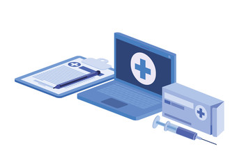 laptop and laboratory instruments isolated icon