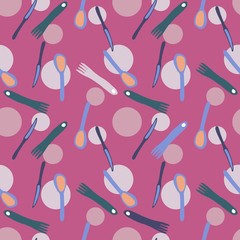 Fork, knife, Spoon seamless pattern Simple style