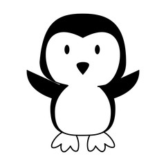 Obraz premium Cute penguin animal cartoon in black and white