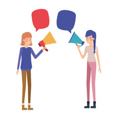 Obraz premium young women with megaphone in the hand