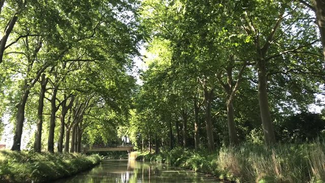 Summer look on Canal du Midi canal in Toulouse, southern Franc