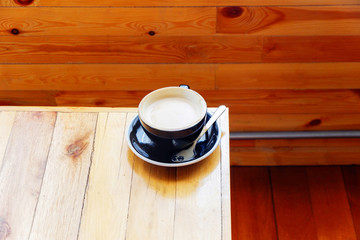 coffee cup on table wooden background