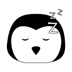 Cute penguin animal cartoon in black and white