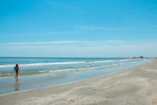 Sights and sounds of white sand summer beach