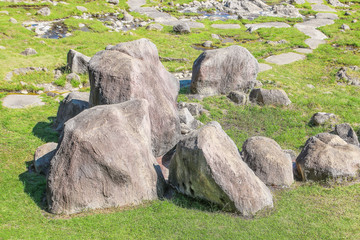Big rocks in the lawn