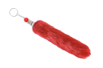 Beautiful red key chain isolate on white background.