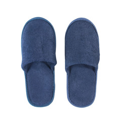 Blue comfortable slippers isolate on white background
