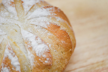 Close up bread - Fresh Bakery bread on wooden background homemade breakfast food concept