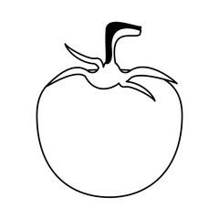 Tomato fresh vegetable food cartoon in black and white