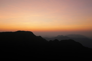 Mountain from the highest point of the sunset view.