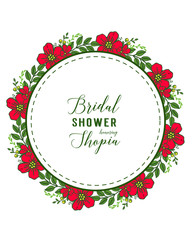 Fototapeta na wymiar Vector illustration various shape red flower frame for card bridal shower