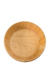 Wooden bowl isolated on white background.