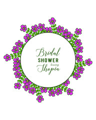 Vector illustration beauty of purple wreath frame for card decor bridal shower