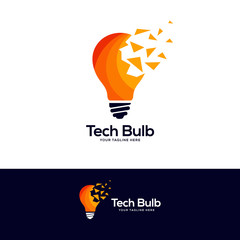 light bulb logo designs concept, creative icon symbol technology logo, pixel bulb logo design vector