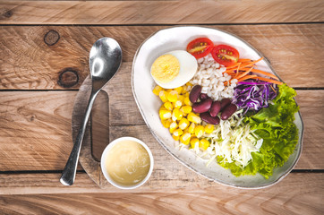 Vegetable salad set of vitamins homemade fresh spring