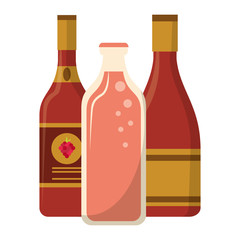 Wine and champagne bottle with juice jar
