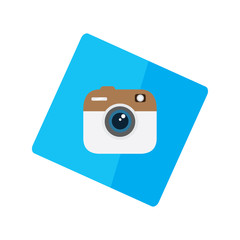 Isolated camera symbol on a blue sticker - Vector