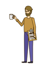 man standing with curriculum vitae