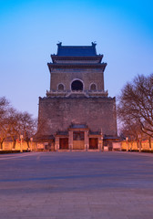 Night view of Beijing Clock Tower, China, famous travel classic