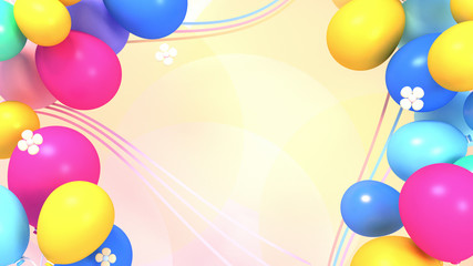 3d render colorful balloons party.