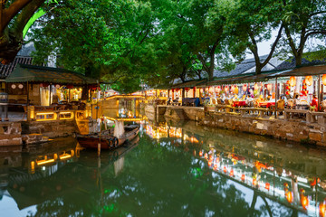 Beautiful Night View of Tongli Ancient Town, Jiangsu Province