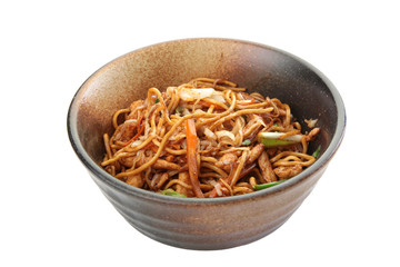 bowl of chicken noodle isolated