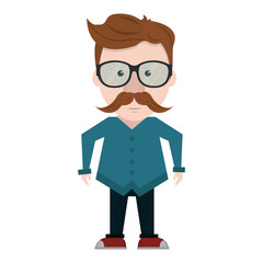 Hipster guy with glasses and mustache