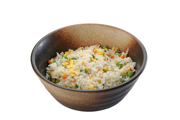 vegetable rice japanese food white background
