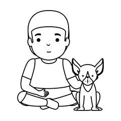 cute little boy with dog character