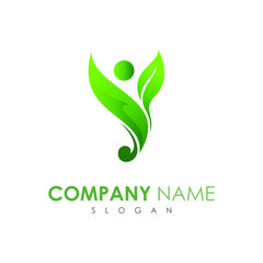 leaf logo that resembles a person, the logo is ready
