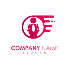 person logo and speed with a simple look, delivery express icon