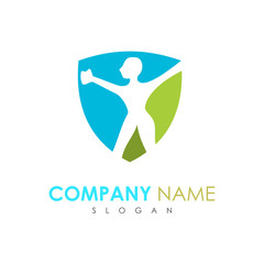 people's shield logo, fitness icon, bodybuilding symbol, shield and people