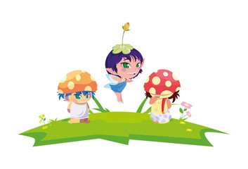 fungus elfs and fairy in the garden