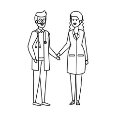 couple of professionals doctors avatars characters