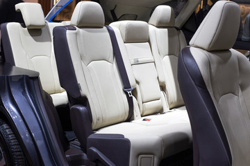Fototapeta premium Car inside place. Interior of modern car. Car interior with seats