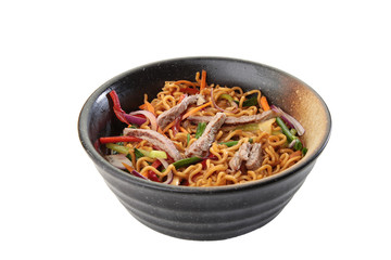 vegetables noodle white background